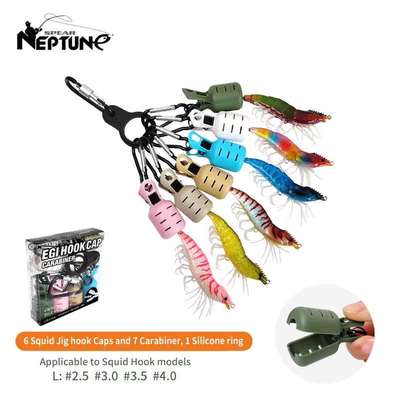Fishing Lure Jig - 6-delige kleurrijke inktvis jig haakbeschermer set