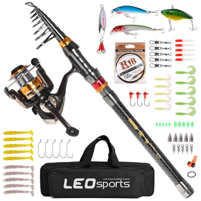 Fishing Lure Jig - Hengel Draaiende Haspel Combo Koolstofvezel Telescopische